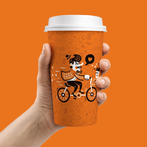 لیوان دوجداره کاغذی ۳۶۰ - ۲۷۰ سی سی طرح اختصاصی همراه با در استاپدار